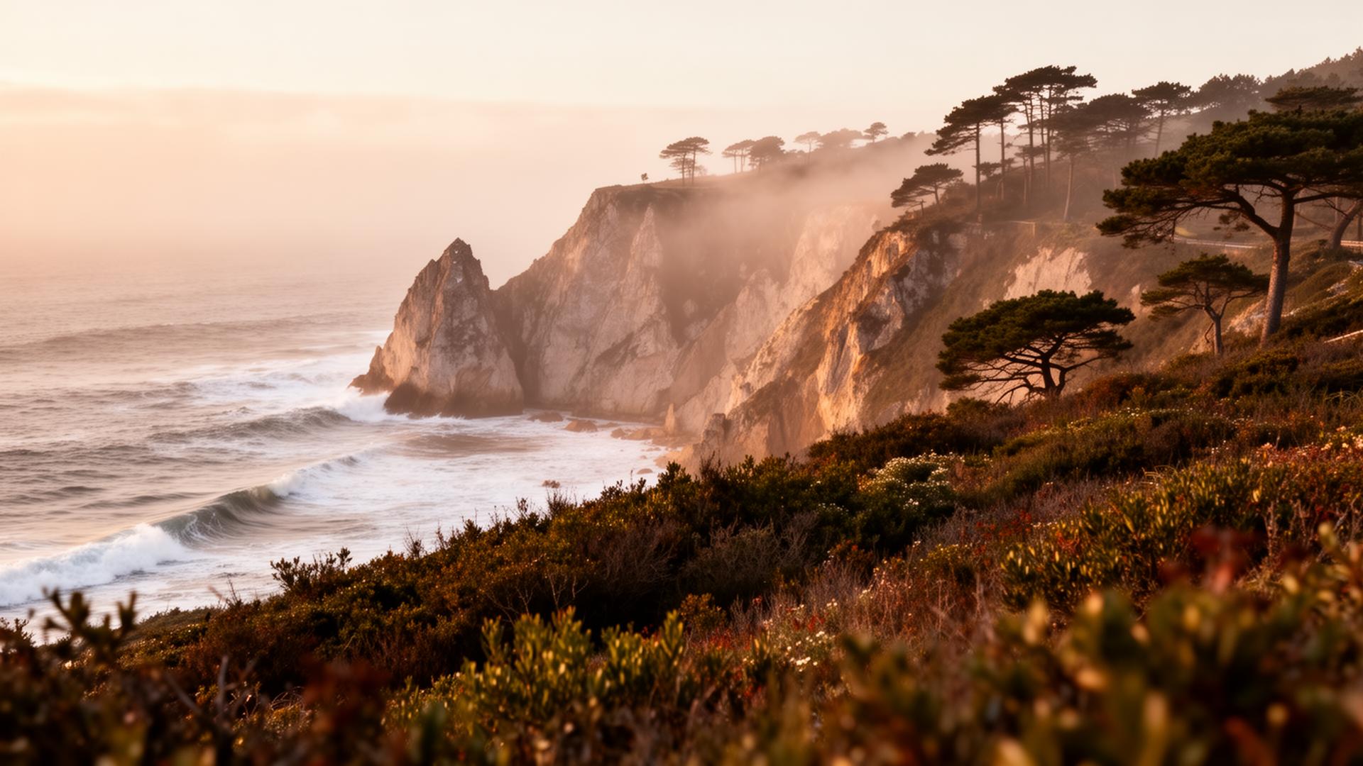 Sintra coastal cliffs at golden hour